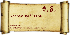 Verner Bálint névjegykártya